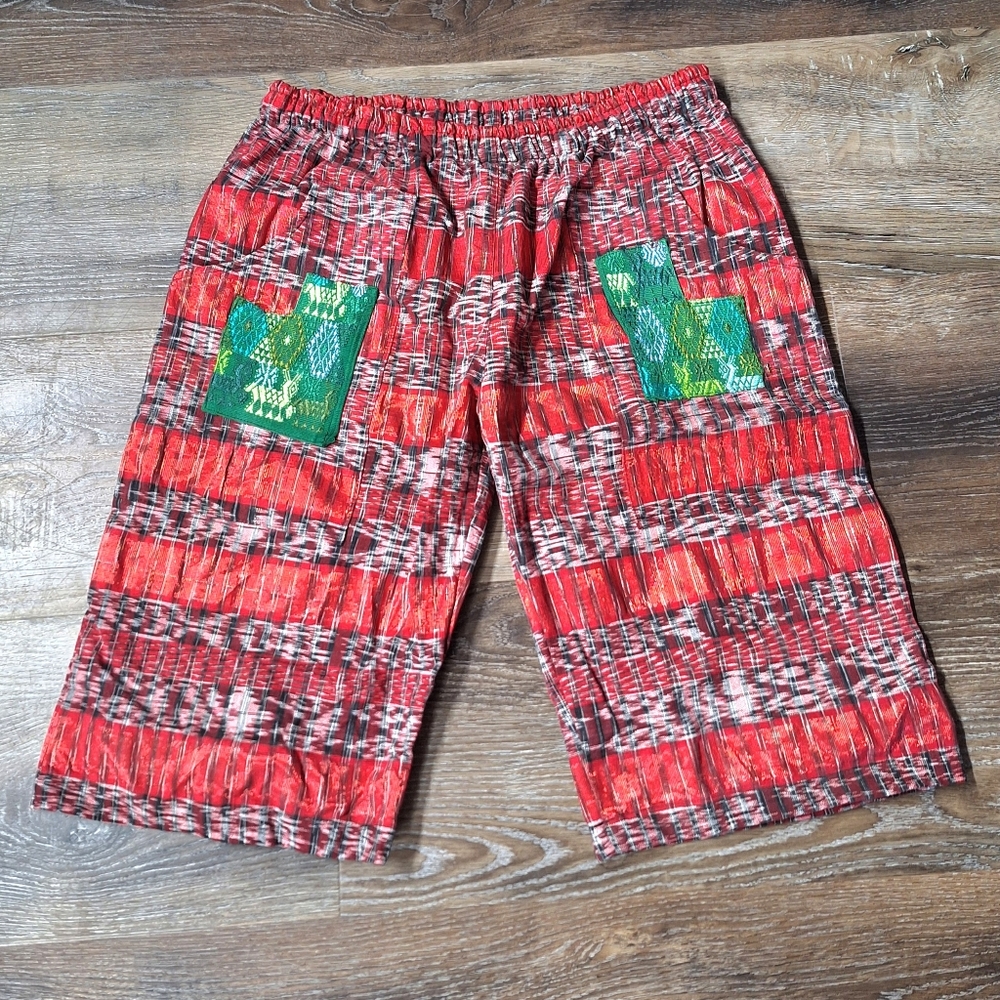 Handmade "Tribal" Patchwork Bermuda Shorts , 30 Inch Waist